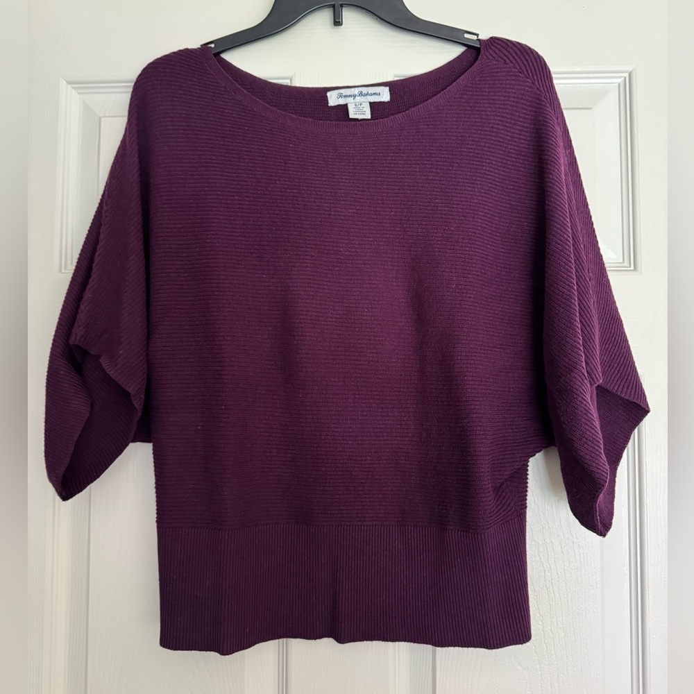Tommy Bahama Bonita kimono sleeve boatneck sweater in plum-size small